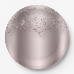 Pink Shimmer Flutter Schmetterling Sweet 16 Party Pappteller