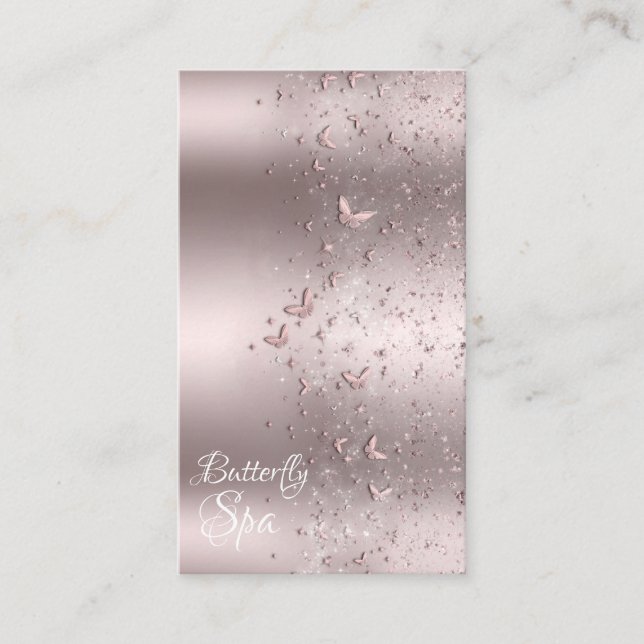 Pink Shimmer Glitzer Sparkett Butterfly Visitenkarte (Vorderseite)