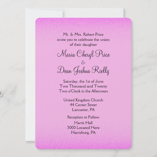 Pink Shimmer Hochzeitseinladungen Einladung (Vorderseite)