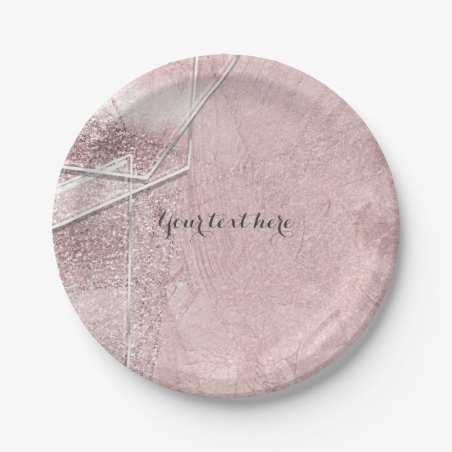 Pink Shimmer Kristallglas Glam Designer Stil Pappteller (Vorderseite)