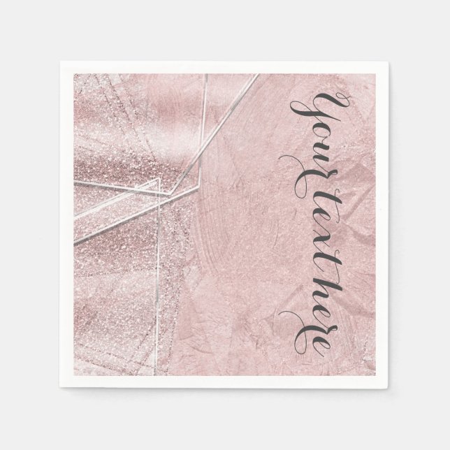 Pink Shimmer Kristallglas Glam Designer Stil Serviette (Vorderseite)