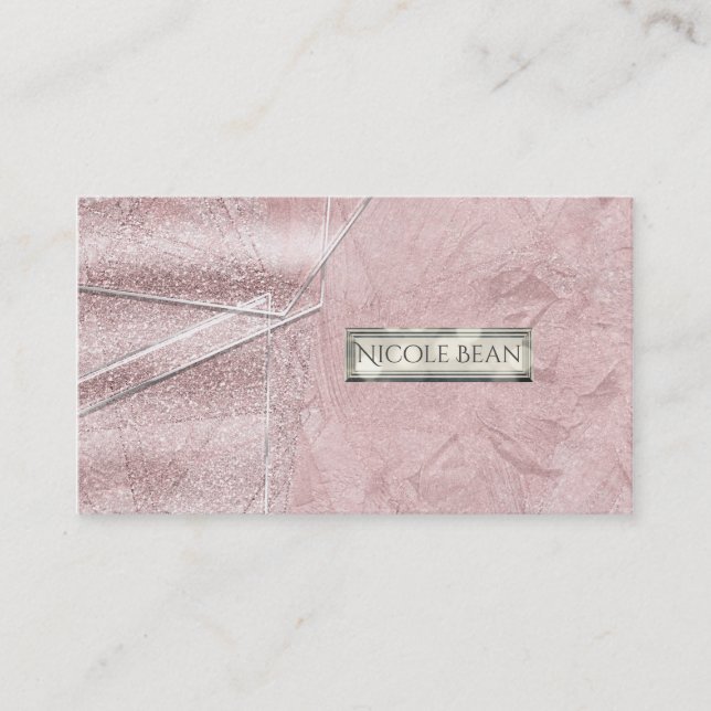 Pink Shimmer Kristallglas Glam Designer Stil Visitenkarte (Vorderseite)
