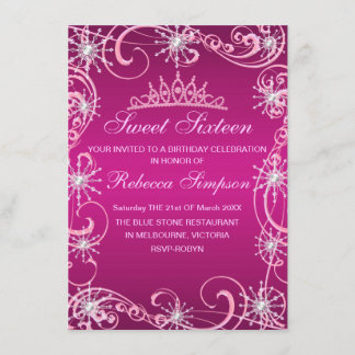 Pink Shimmer Snowflake Geburtstag Einladung