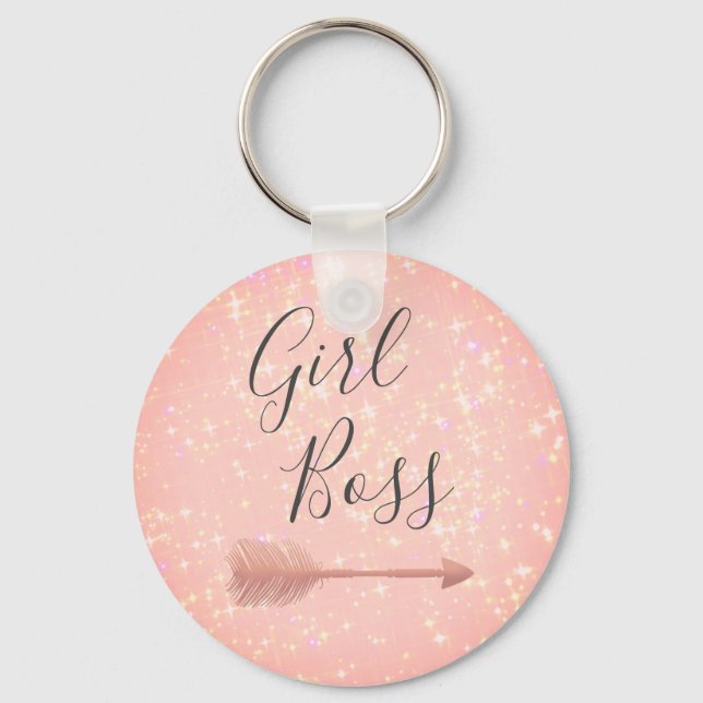 "Pink Shimmery Girl Boss Schlüsselanhänger (Vorderseite)
