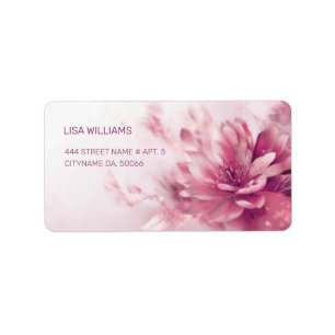 Pink Shiny Metallic FlowerBusiness Card Adressaufkleber