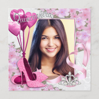 Pink Shoes Foto Quinceanera Einladung