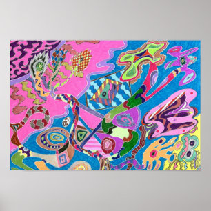 Pink Shore, 19x13 Abstrakt Art Poster