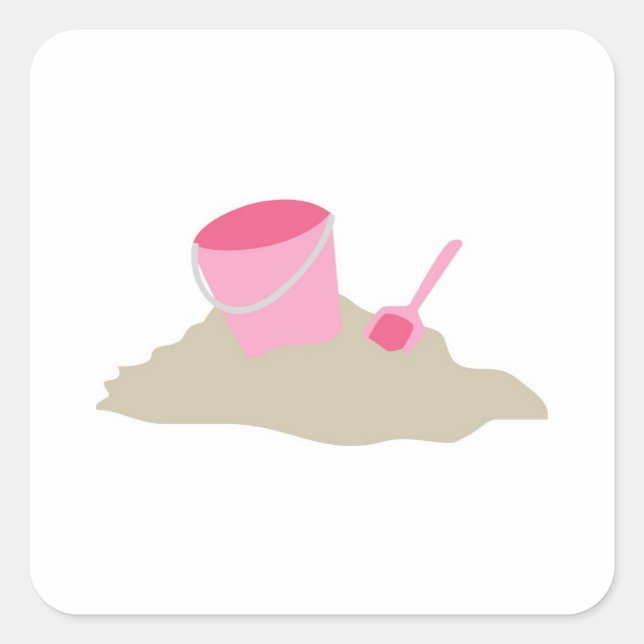 Pink Shovel and Pail Quadratischer Aufkleber (Vorderseite)
