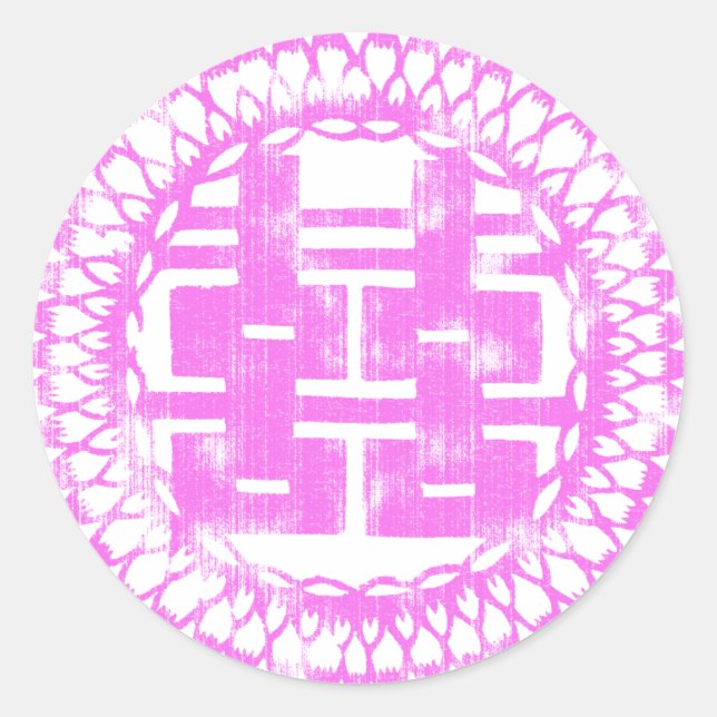 Pink Shuan Xi Runder Aufkleber (Vorderseite)