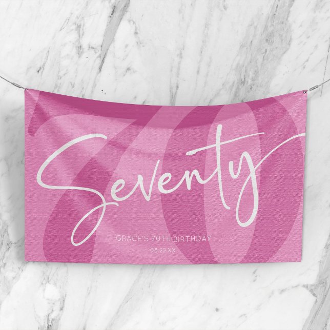 Pink Siebzigste Geburtstagsparty Banner (Von Creator hochgeladen)