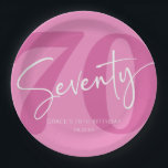 Pink Siebzigste Geburtstagsparty Pappteller<br><div class="desc">Dies ist ein rosa Siebzigste 70. Geburtstagsparty Teller!</div>