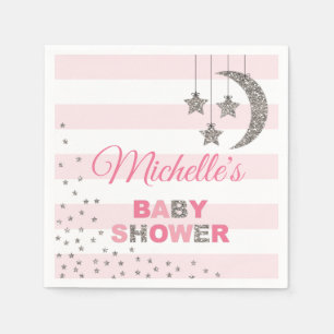 Pink Silber Babydusche Dekoration winzige kleine S Serviette