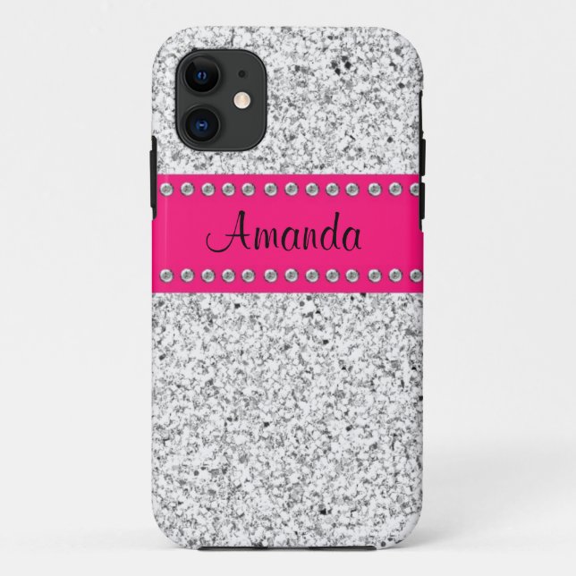 Pink & Silber Glitter und Glitzer Case-Mate iPhone Hülle (Rückseite)