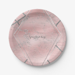 Pink & Silber Satin Glanz Glamour Designer Stil Pappteller
