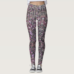 Pink-Silber-Sequenzen   Funkmuster   Leggings