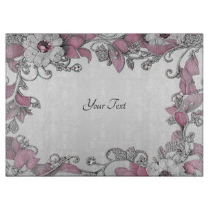 Pink Silber Weiße Blütenplatine Schneidebrett