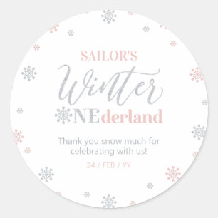 Pink Silber Winter Onederland Danke für den vielen Runder Aufkleber