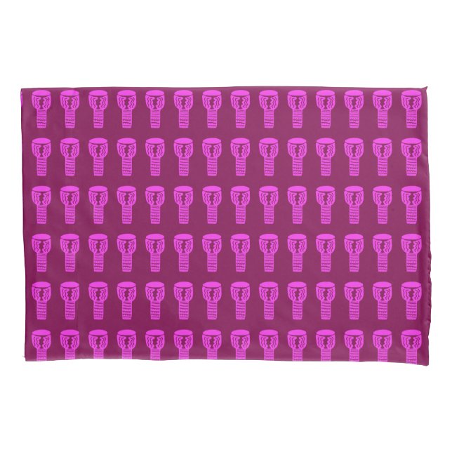 Pink Silhouette Djembe Drum Pattern Kissen Gehäuse Kissenbezug (Vorderseite-Links)