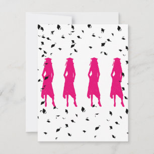Pink Silhouette Graduation Party Einladung