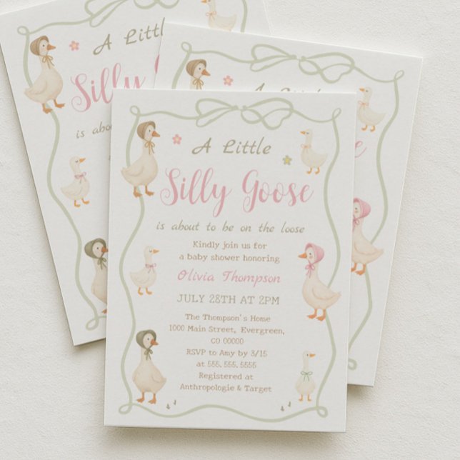 Pink Silly Goose Baby Shower Invitation (Créateur téléchargé)