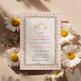 Pink Silly Goose Green Gingham Baby Shower Invite Einladung