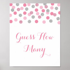 Pink Silver Baby Dusche schätzt wie viele Spielzei Poster