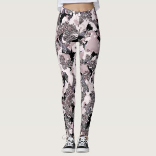 Pink Silver & Black Beauty Spill Glam Gloss Girl Leggings
