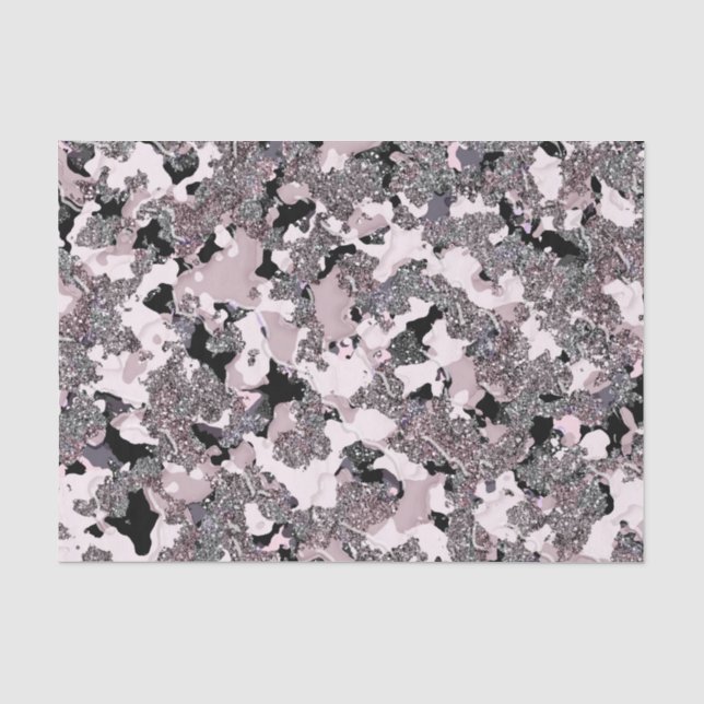 Pink Silver & Black Beauty Spill Glam Gloss Girl Seidenpapier (Vorderseite)