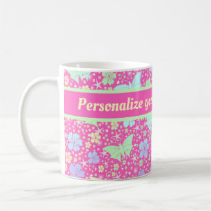 Pink, Silver, Butterfly, Metal, Dekoration, Design Kaffeetasse
