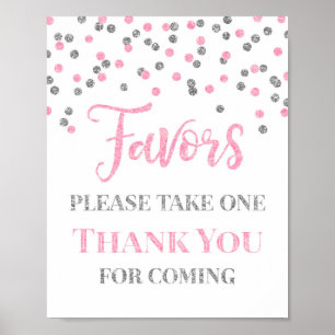 Pink Silver Confetti Lieblings Baby Dusche Schild