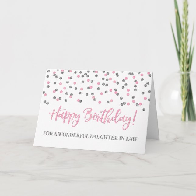 Pink Silver Confetti Tochter Juristenkarte Karte (Vorderseite)