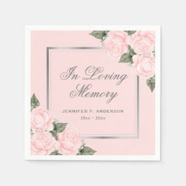 Pink Silver Floral Gedenkfeier Serviette