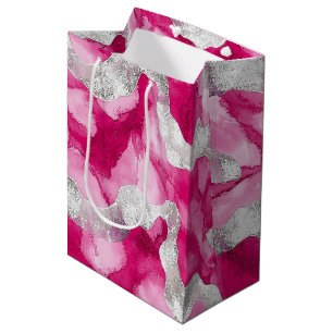Pink Silver Glam Birthday Mittlere Geschenktüte