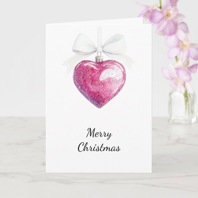 Pink Silver Glam Herzstück Weihnachten Karte (Orchidee)