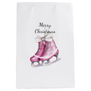 Pink Silver Glam Ice Skate Weihnachten Mittlere Geschenktüte