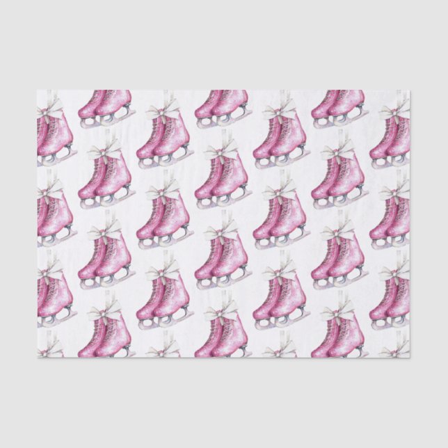 Pink Silver Glam Ice Skate Weihnachten Seidenpapier (Vorderseite)