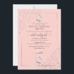 Pink Silver Glitzer Confetti Corners Bat Mitzvah Einladung<br><div class="desc">Dieses elegante und moderne Bat Mitzvah lädt zu einem stilvollen und formalen Event ein. Es verfügt über ein Imitat gedruckt funkelnd silbernen Glitzer Konfetti an den Ecken über einen dünnen silbernen Rechteck mit einem rot rosa Hintergrund mit Sternen von David. Es ist schick, luxuriös, hübsch, einfach und trendig; das perfekte...</div>