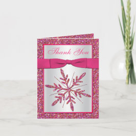 Pink Silver Glitzer Snowflake Foto Danke Karte