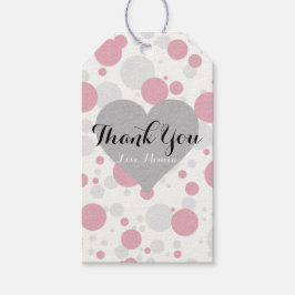 Pink & Silver Polka Dots Glam Party Vielen Dank Geschenkanhänger