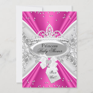 Pink Silver Princess Tiara Baby Dusche einladen Einladung