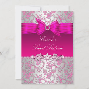 Pink & Silver Rose Sweet Sixteen Einladung