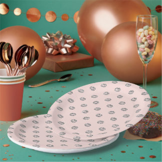 Pink Silver Sparkle Lips Birthday Pappteller