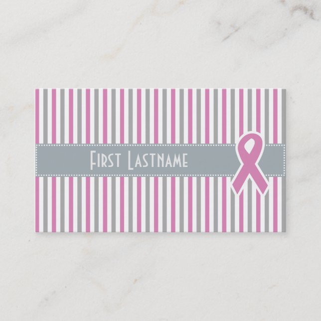 Pink & Silver Stripes cartes de visite personnalis (Devant)
