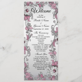 Pink Silver White Floral Wedding Programm