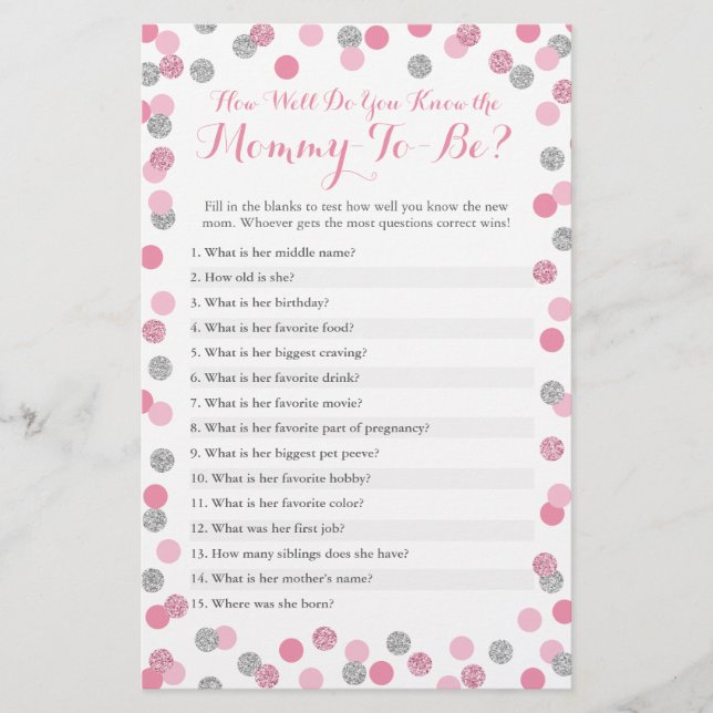 Pink & Silver Wie gut kennen Sie die Mama Quiz (Vorderseite)