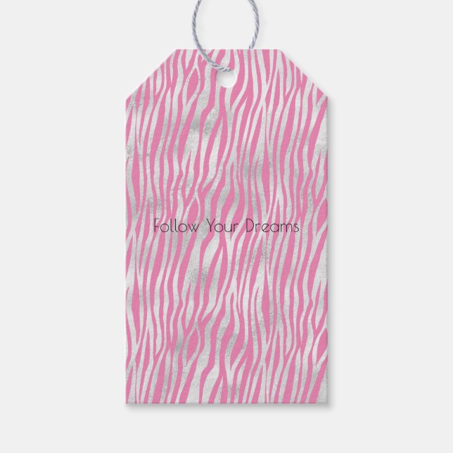Pink Silver Zebra Geschenkanhänger (Vorderseite)