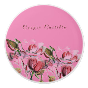 Pink Simple Beruflich Calligraphy Magnolias Keramikknauf