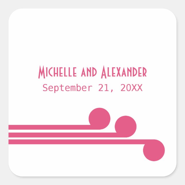 Pink Simple Deko Chic Wedding Stickers (Vorderseite)