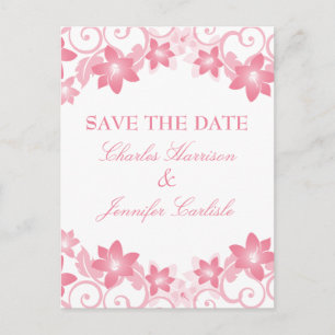 Pink Simple Floral Save the Date Postkarte