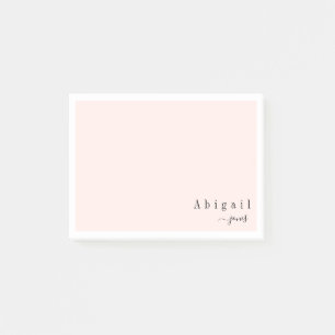 Pink Simple Script Moderne personalisierte Station Post-it Klebezettel
